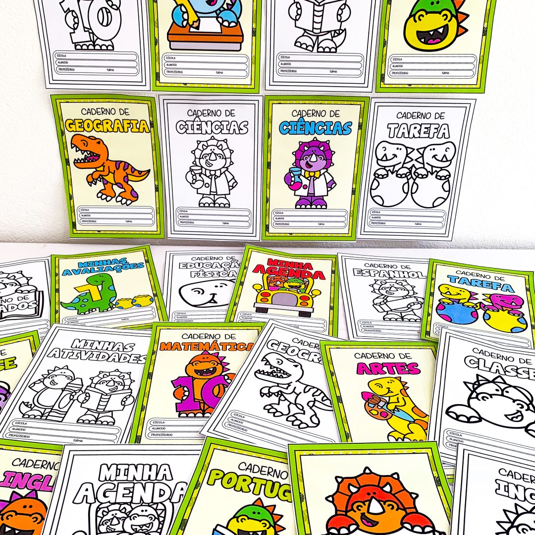 Capinhas Coloridas e para Colorir no tema: DINOSSAURO