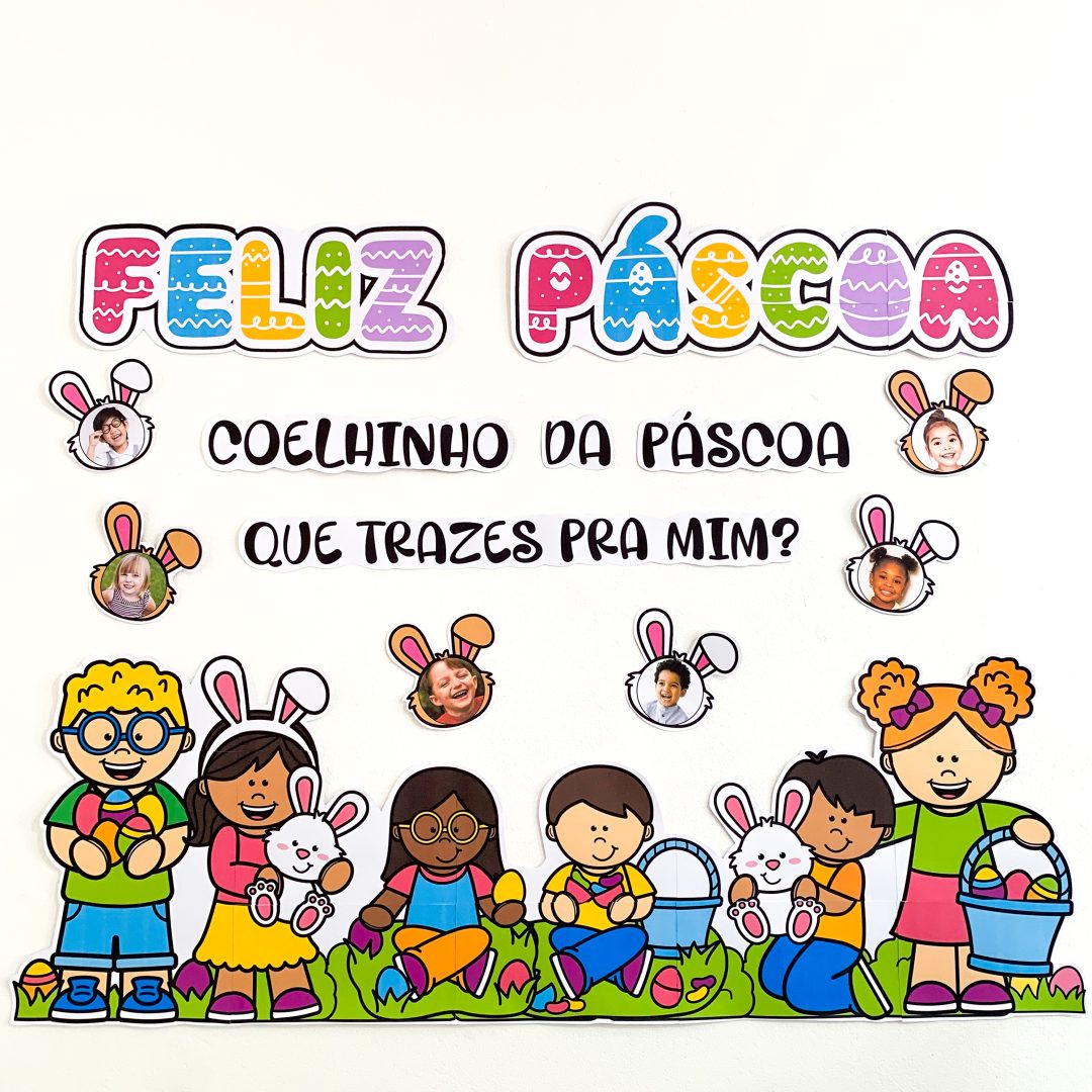 PAINEL DE PÁSCOA COELHINHOS COM FOTOS