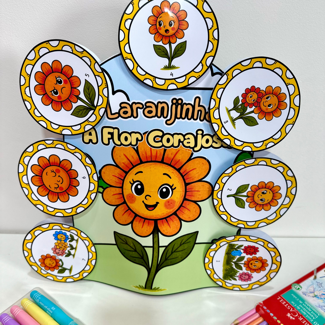 Luva com a História “Laranjinha, A Florzinha Corajosa”
