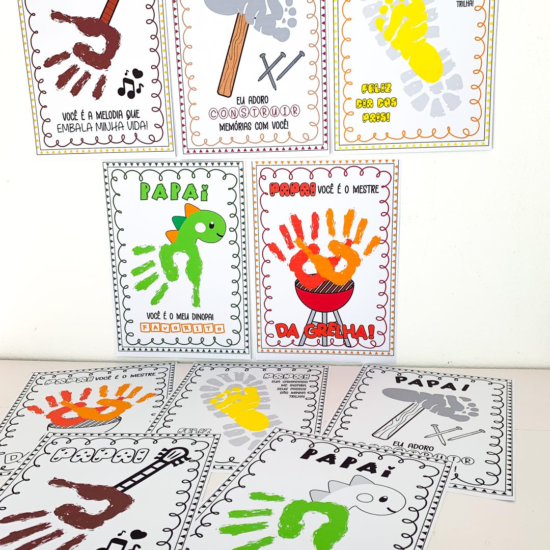 Combo de Atividades Dia dos Pais – Técnica de Pintura com Carimbo das Mãos e Pés!