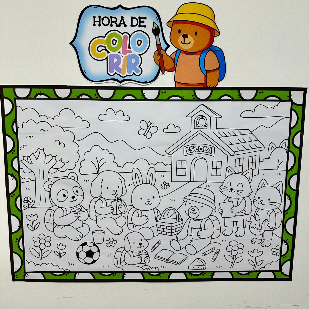 Painel para pintura Coletiva tema Volta às Aulas
