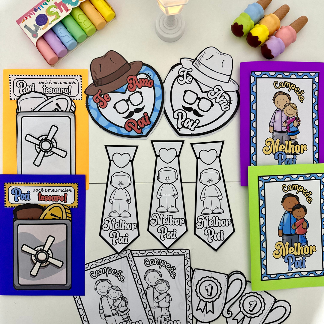 Kit com 4 opções de cartões para o Dia dos Pais