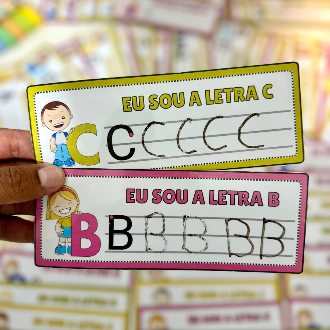 Fichas para treino do Traçado das letras do Alfabeto