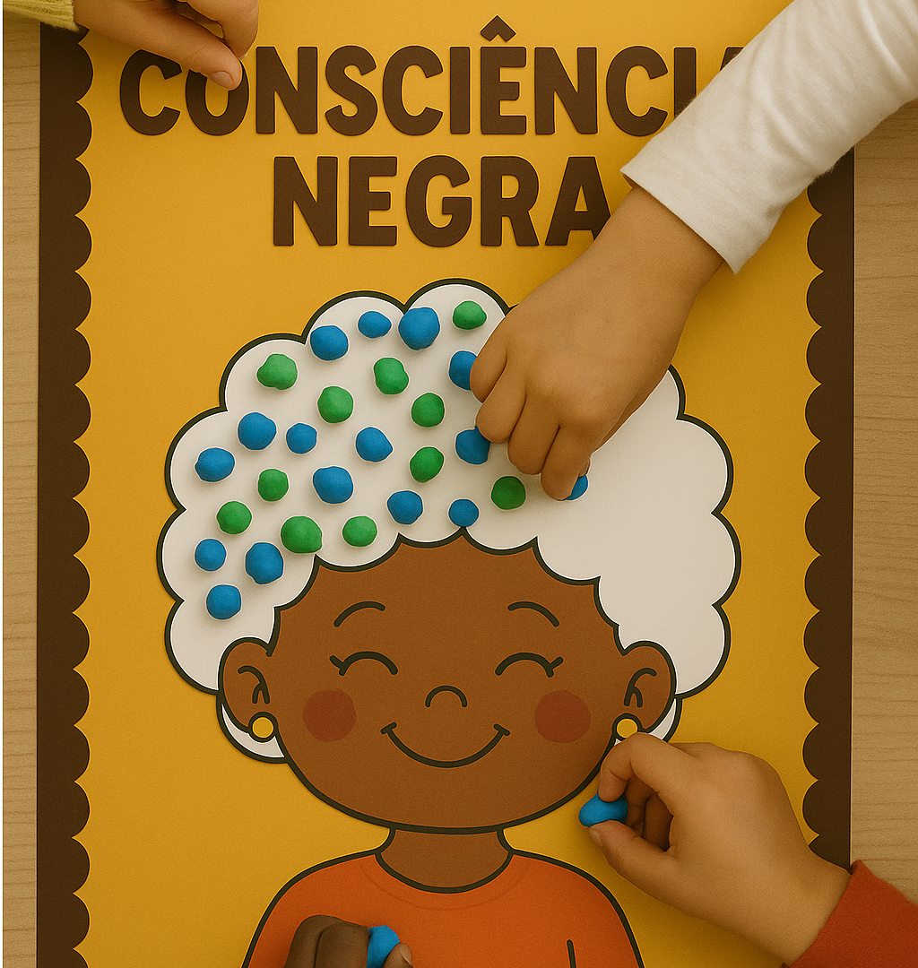 Atividade Sensorial – Consciência Negra com Massinha ou bolinhas de papel