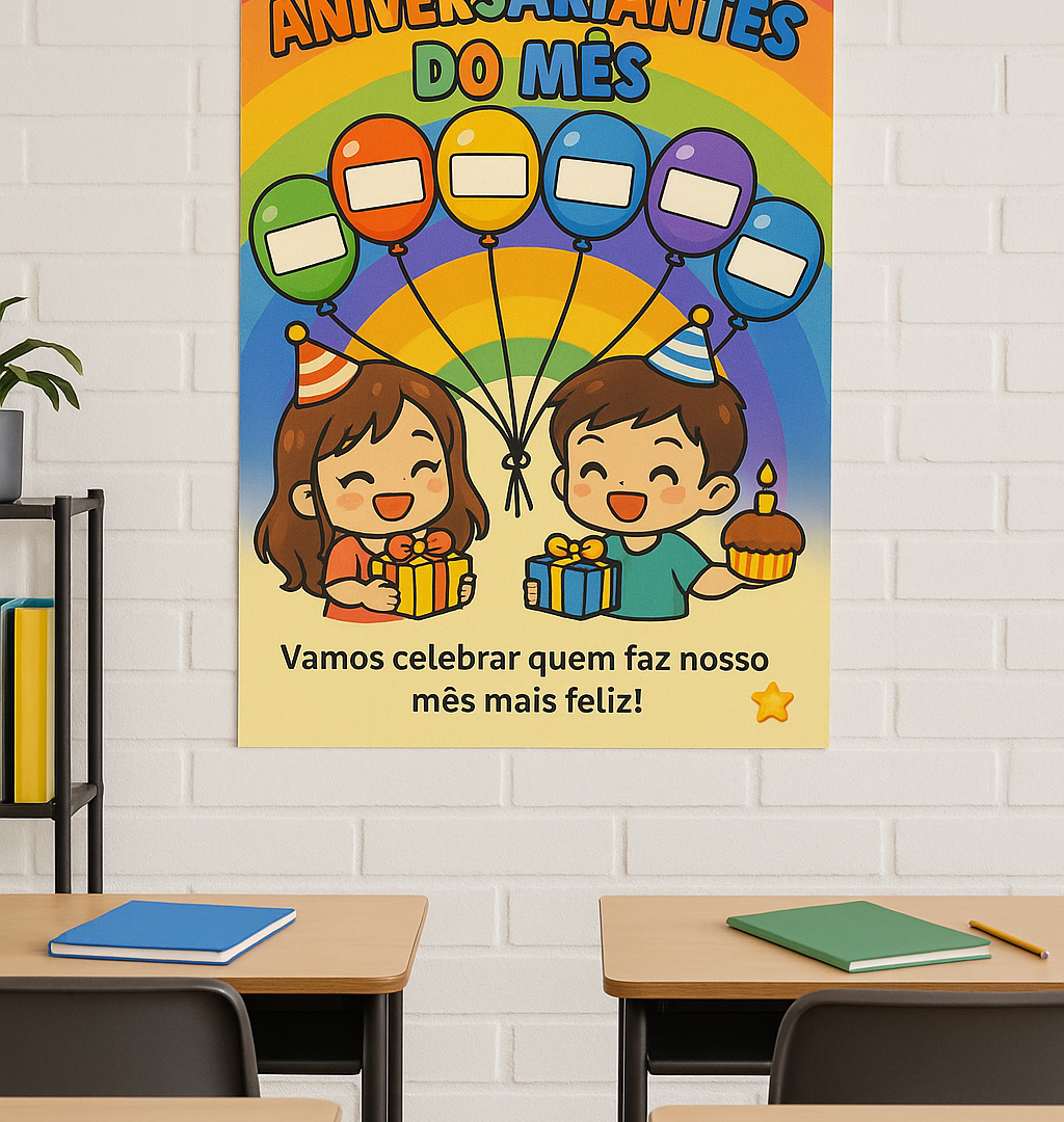 cartaz aniversariantes do dia 