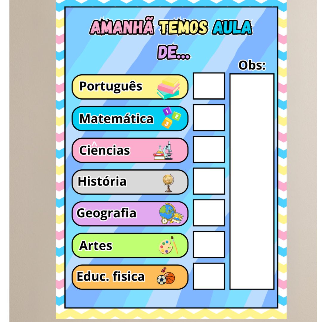 painel “Amanhã temos aula de...
