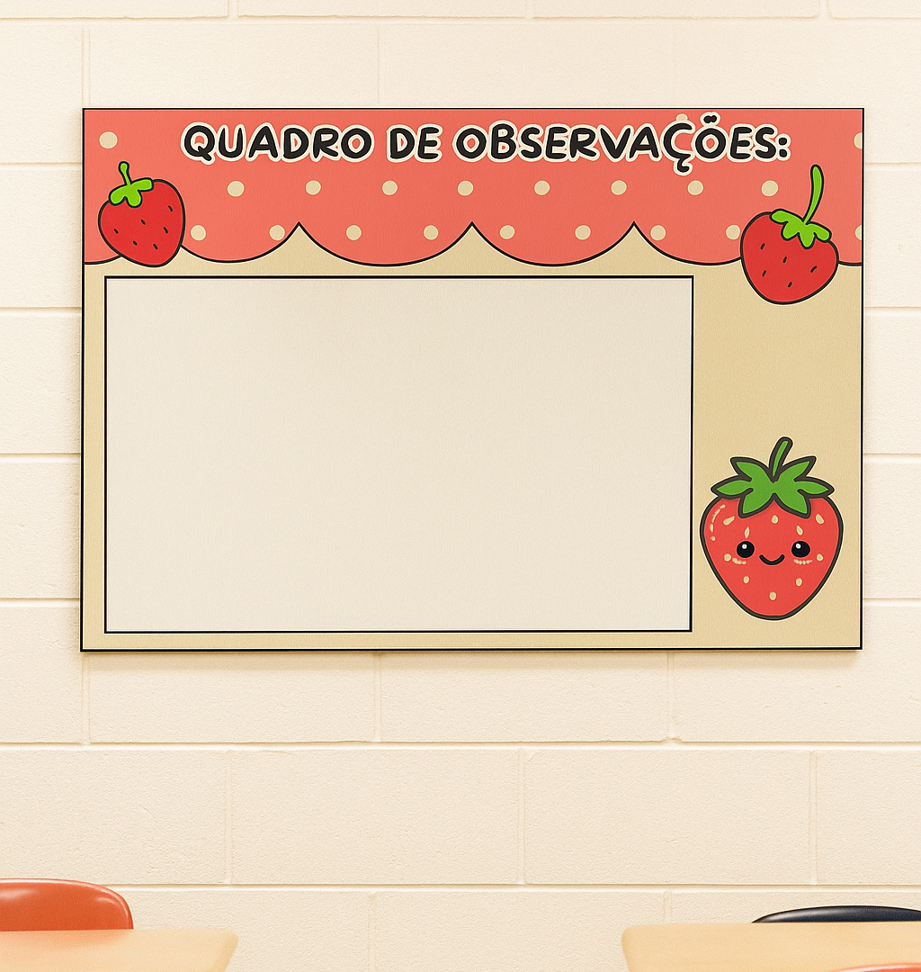 Quadro de Observações — Tema Morango do Amor 🍓