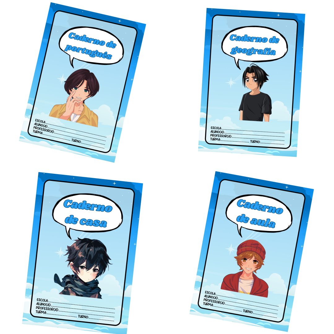 capas de caderno “Anime para Meninas”