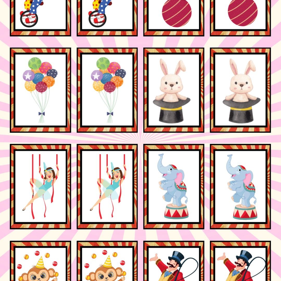 ✨ JOGO DA MEMÓRIA – TEMA CIRCO ✨🎪