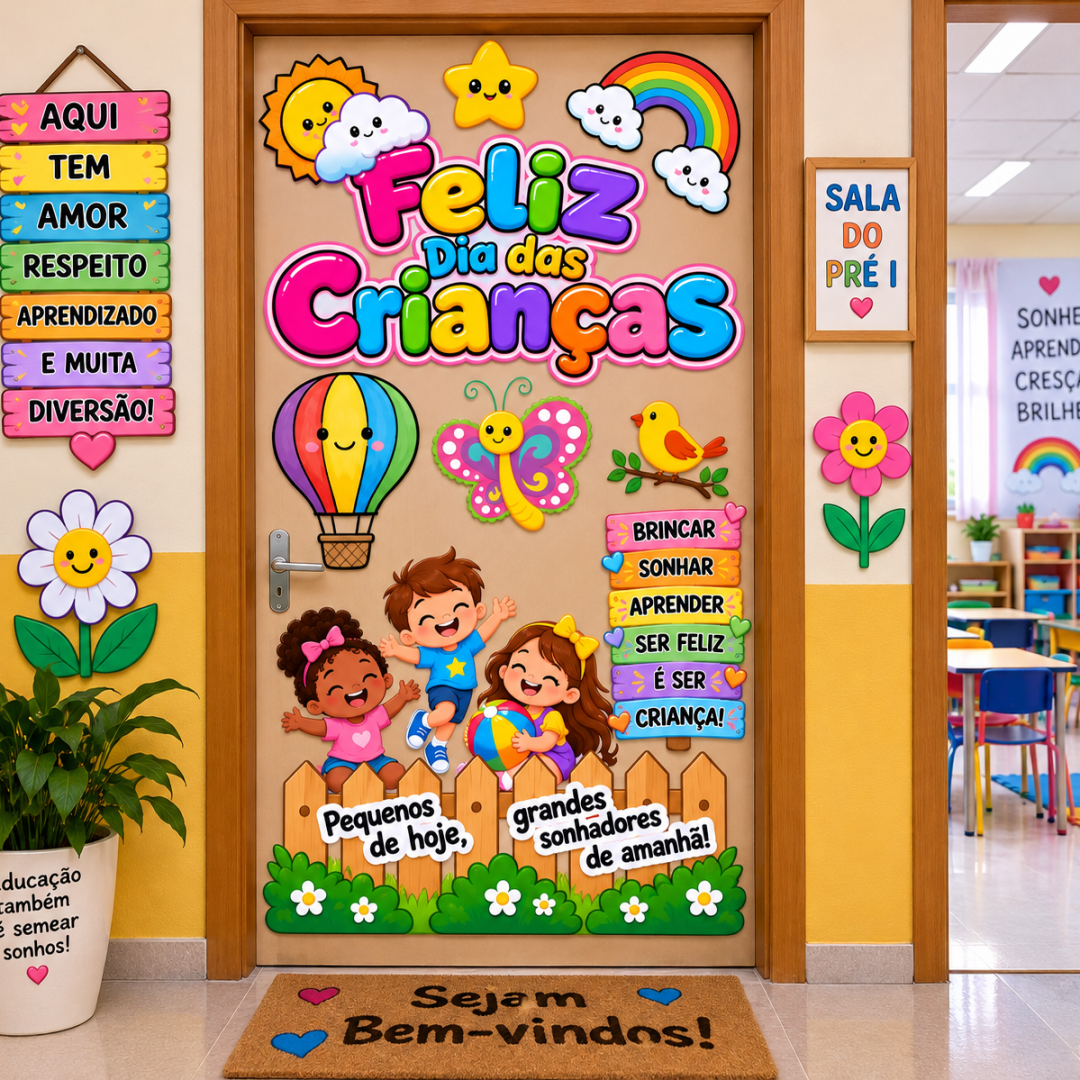 🎉 PAINEL DE PORTA – FELIZ DIA DAS CRIANÇAS 🎈