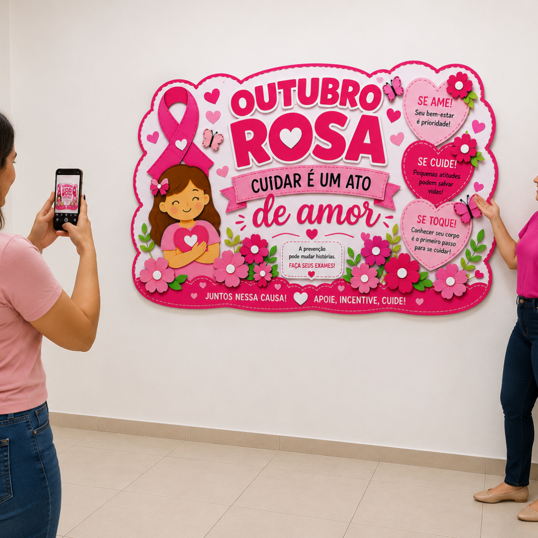 PAINEL OUTUBRO ROSA — CUIDAR É UM ATO DE AMOR